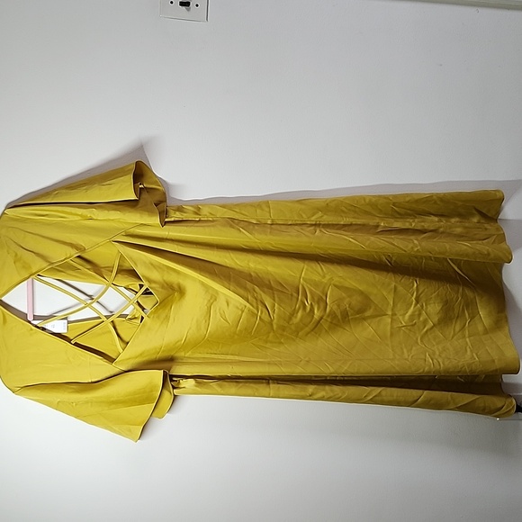 Anthropologie Pilcro Open Cross-back Kimono Golden Yellow Kaftan Front Tie O/S - Picture 13 of 14